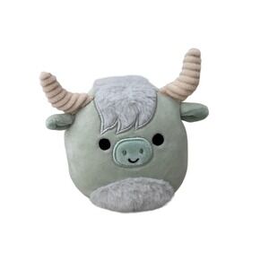 Squishmallows Iver Highland Cow Plush 5 Inch Green Stuffed Animal Lovey Kellytoy